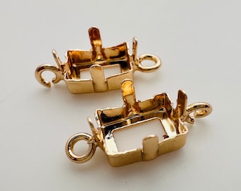 8x6mm, Blank 4-Prong Rectangle Setting , Gold plated, 6 or 12 ps