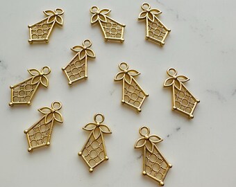 10 or 30, Solid Brass, Earring Connectors - 19x10mm, gold plated