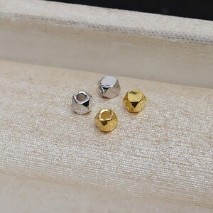 10 Pcs - Sterling Silver 3mm Faceted Cube Beads