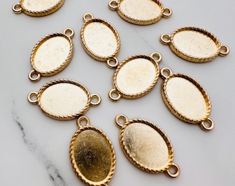 30 Pcs - Bezel Tray Pendant Blank - Oval Settings - Inner 13x18mm Setting