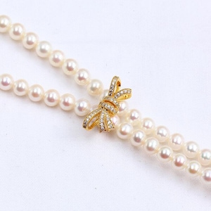 3 Pcs  - Cubic Zirconia Bow Clip Bail  - Necklace Shortener -Security Clasp -  Inner 11*6mm