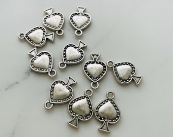 10 x Silver Plated Spade Charms  -  18x11mm