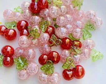10 Ps - Mixed Acrylic Cherry Charms
