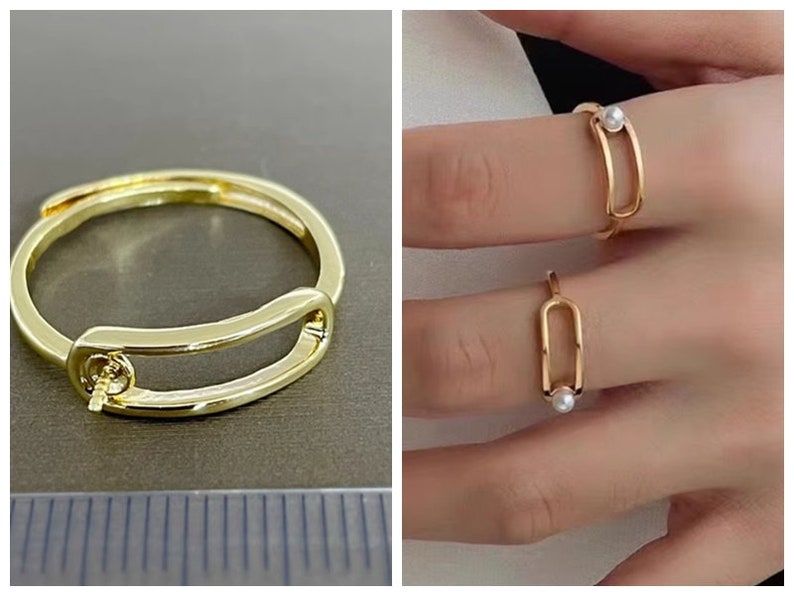 1 Pcs Blank Ring Setting Adjustable Gold Plated Cup 3mm image 1