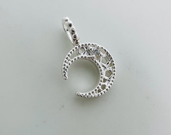 1 Pcs Sterling Silver Plated Moon Charm  - 15x9mm