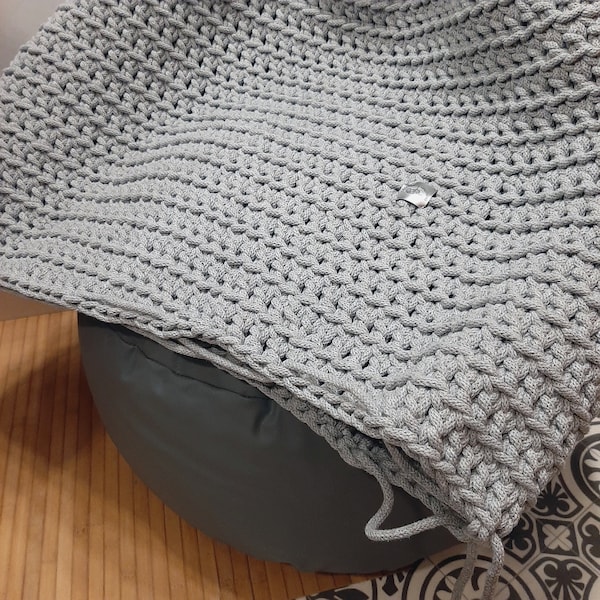 Handmade crochet pouf cover.Change your interior.Home decoration.Scandinavian design.Pouffe.