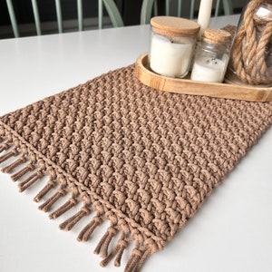 Modern table runner with frienges, Handwoven table runner for wedding, holiday, farmhouse, Natural decor for dining room, Boho home.