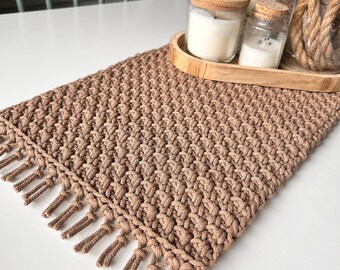 Modern table runner with frienges, Handwoven table runner for wedding, holiday, farmhouse, Natural decor for dining room, Boho home.