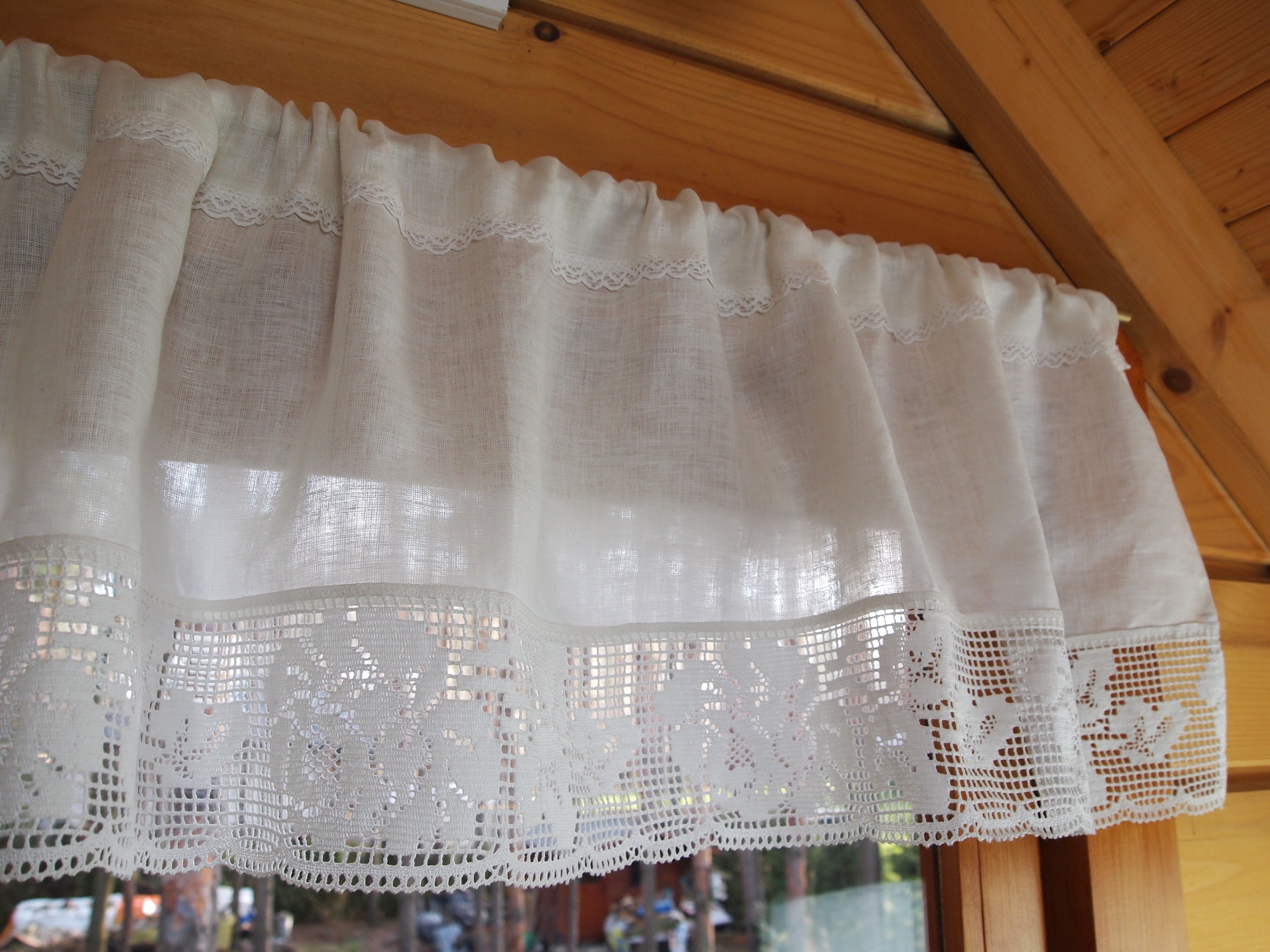 Linen Curtain Cotton Lace White Kitchen Valance Rod Pocket Linen Curtain Cotton Lace White Kitchen, White Cotton Lace Cafe Curtains