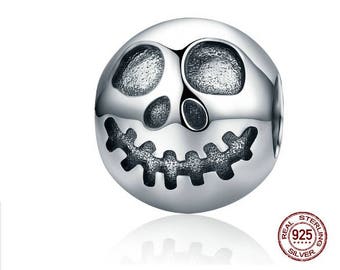 JACK SKELLINGTON Charm, Authentic 925 Sterling Silver, Fit Famous Pandora Snake Chain Charm Bracelet, Large Hole, DiY Jewelry.