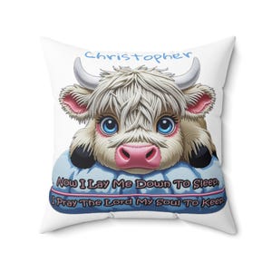 Cute Cow Pillow with Prayer, Farm Decor, Animal Lover Gift, Cozy Home Accent, Farmhouse Style, Kids Room Decor