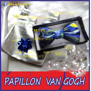 Vincent van Gogh bow tie The Starry Night handmade gift elastic strap bow tie The Starry Night gift handmade elastic strap