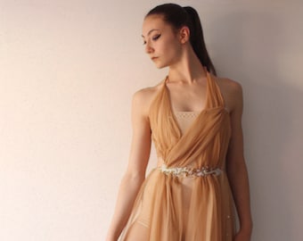 Children's Lyrical Dance Costume "Silent Touch" – Beaded Leotard (M-Children)