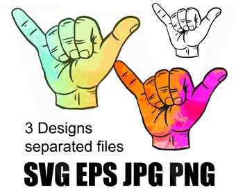 SVG/eps/JPG/png Shaka Brah Watercolor - 3 versions - Hand Drawing - Instant Download