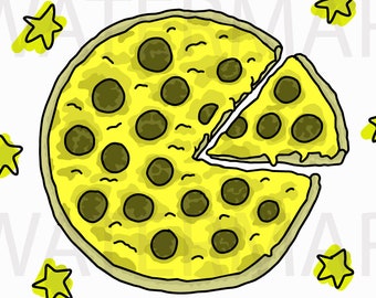 Pizza Pieces Pepperoni - SVG/PNG/JPG Hand Drawing - Instant Download