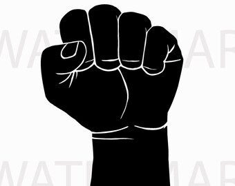 A Fist of Power Silhouette with new cutting version for small item - JPG PNG SVG - Hand Drawing Image - Digital files Instant Download