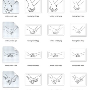 Holding Hands 4 Types/Designs in Separated JPG PNG SVG files Hand Drawing Image Digital files Instant Download image 2