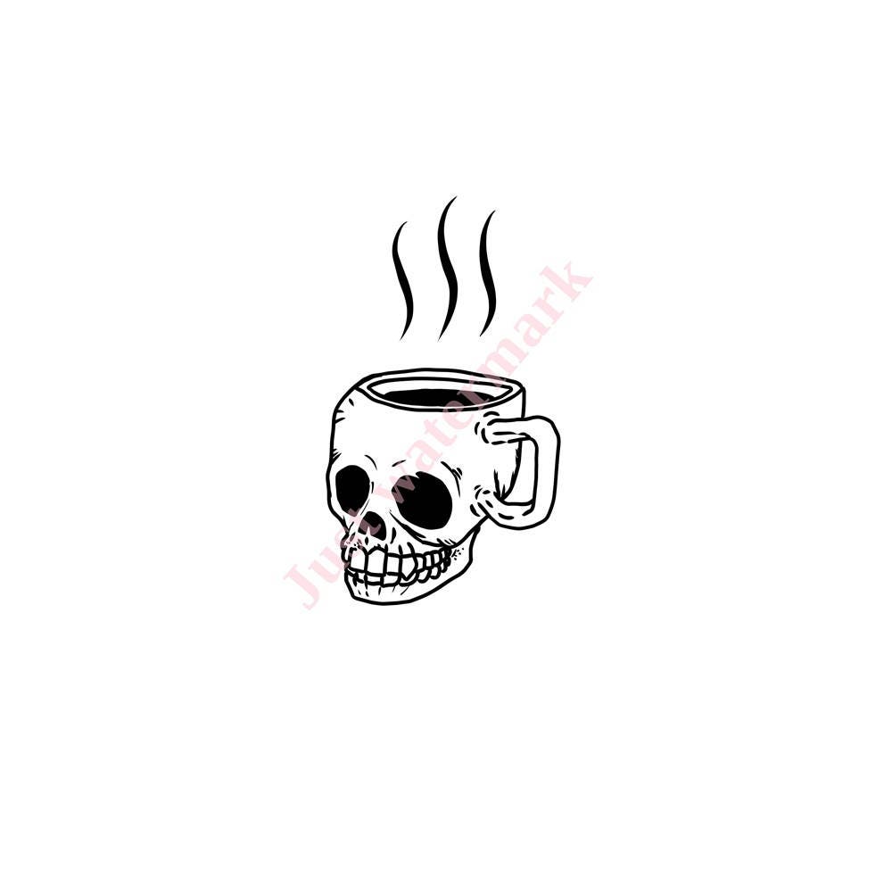 Download 577 Svg Jpg Skull Coffee Cup With Hot Coffee Hand Drawing Etsy
