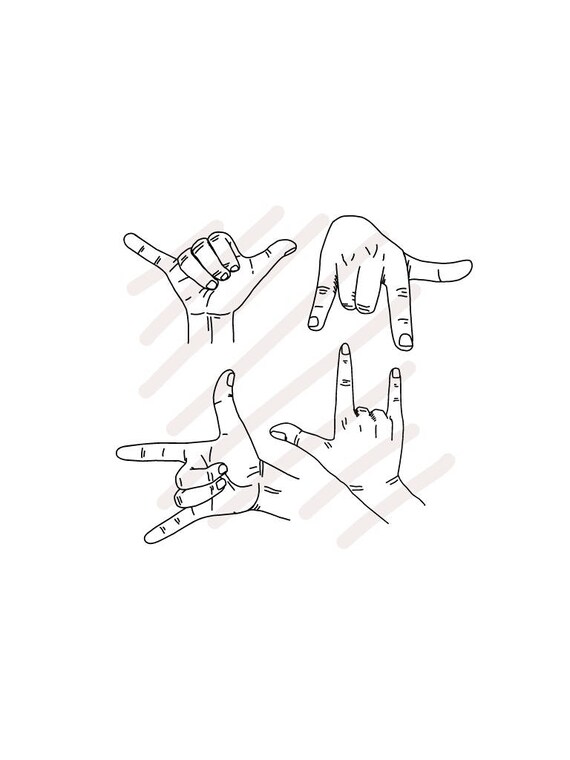 678 Svg Jpg Shaka Brah I Love You Real Hand Drawing Vector Etsy
