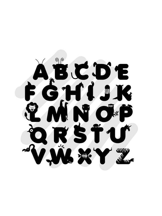 Download 822 Svg Jpg A To Z Silhouette Animal Fonts In Letter A To Z Etsy