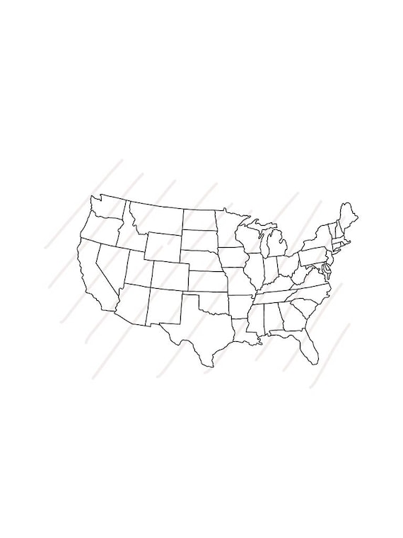 Map of USA in Outline Hand Drawing Style Real hand drawing | Etsy