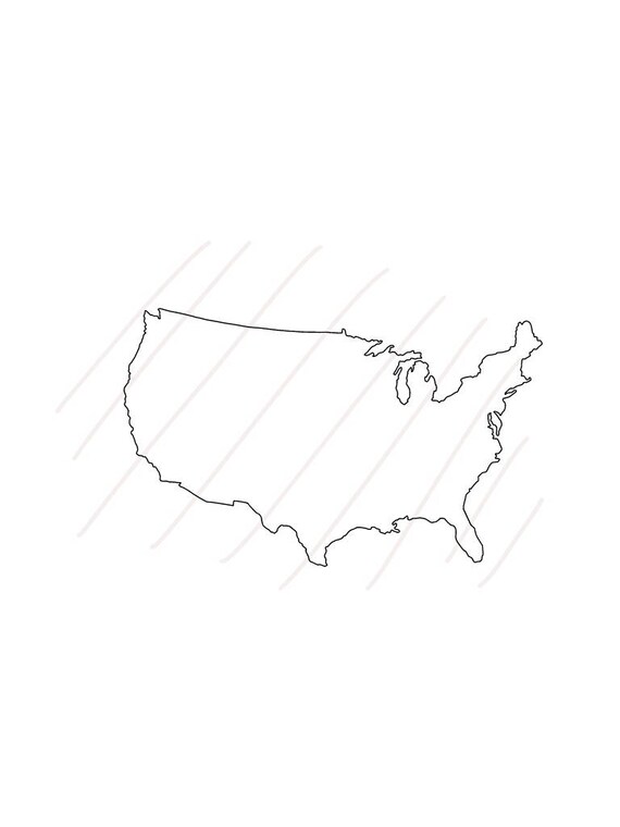 Map Of Usa In Outline Hand Drawing Style Real Hand Drawing Etsy