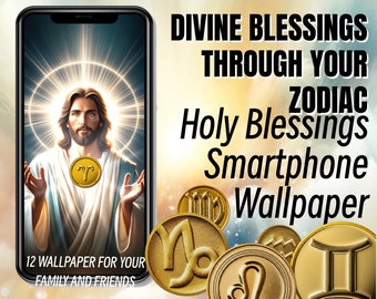 Divine Zodiac Blessings - Personalized Jesus Wallpaper Collection (Set of 12 Zodiac Wallpapers) - Set 2