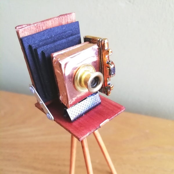 12th scale Vintage Camera Model - Dollhouse Victorian Camera - Tiny Edwardian Camera Model - Handmade Miniature Antique-Style Camera