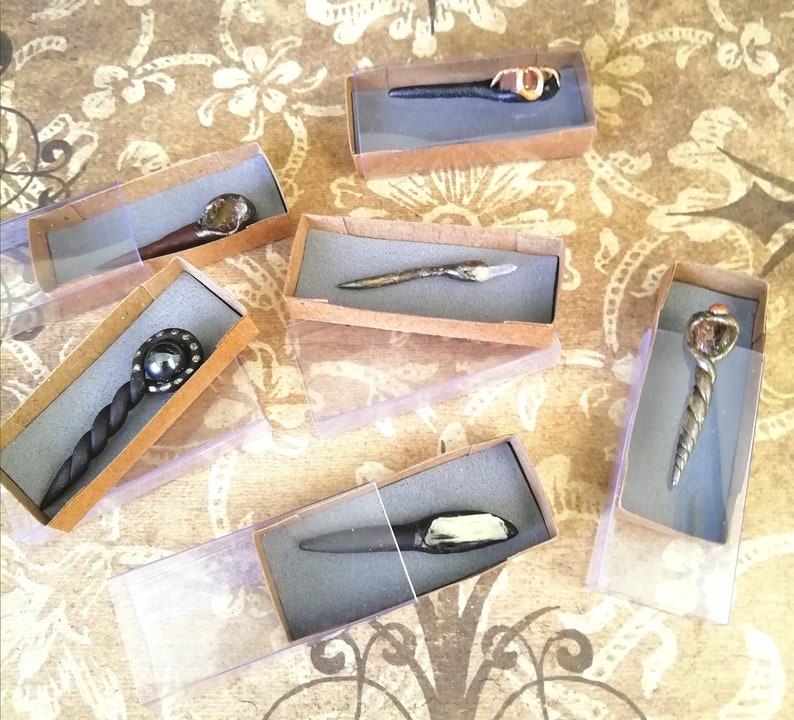 Miniature wand with crystal   Boxed handmade 12th scale wand image 3