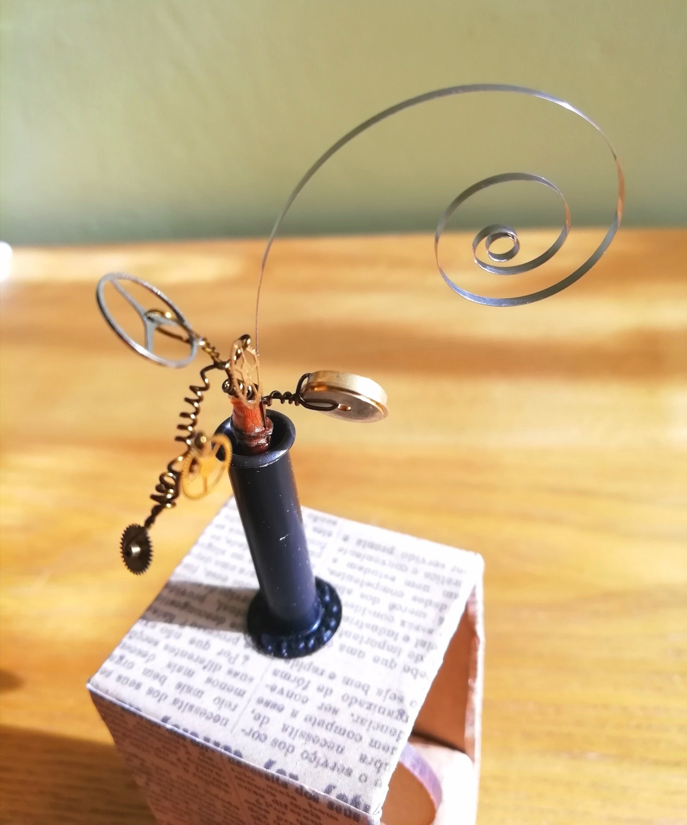 Mechanical Model Upcycled Junk Moving Desk Toy Fiddle Toy for Grown Ups