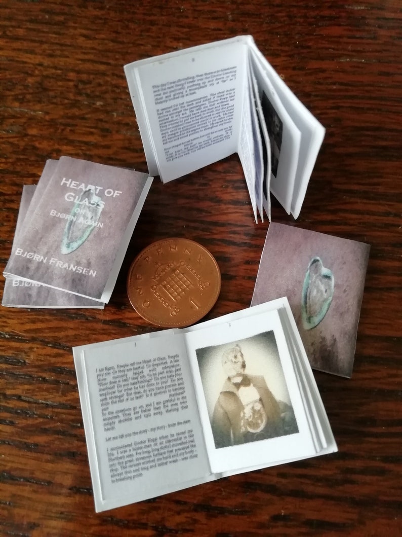 Steampunk 12th scale miniature book with full text various Heart of Glass