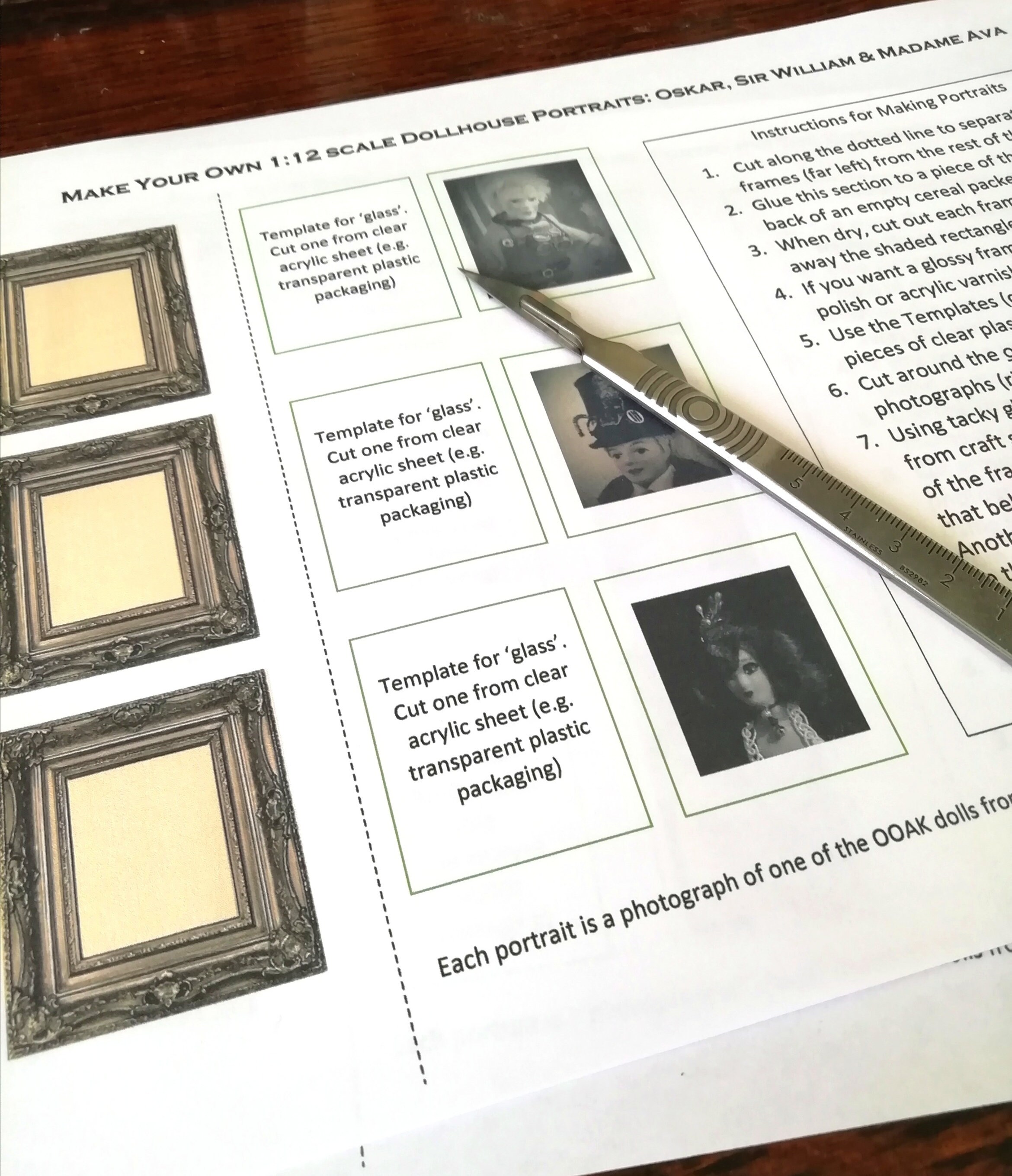 Dollhouse Printable Framed Portrait Kit 3 Mini B&amp;W Photos and Frames ...