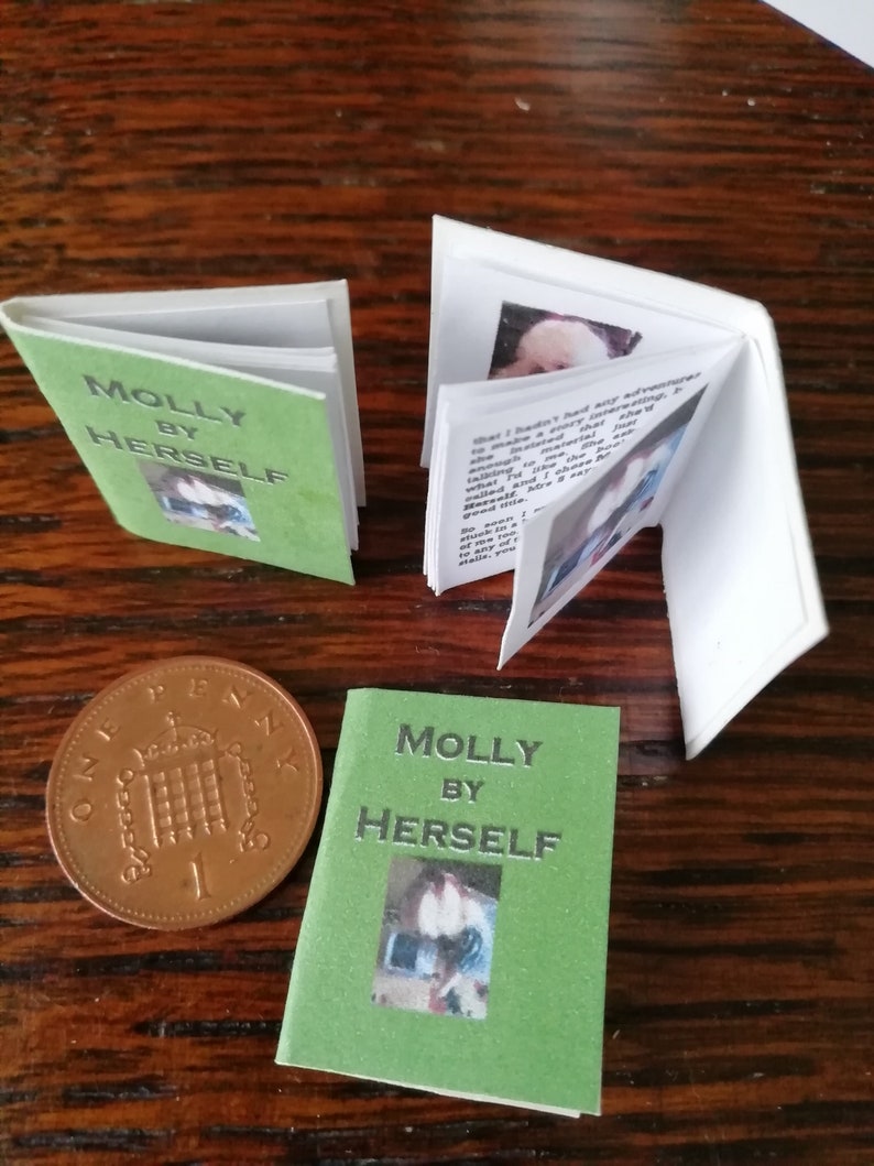 Steampunk 12th scale miniature book with full text various Molly by Herself