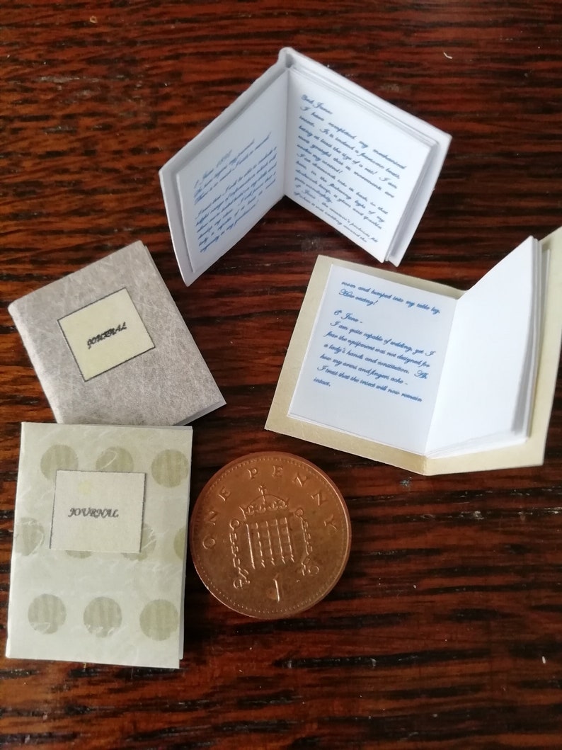 Steampunk 12th scale miniature book with full text various Journal