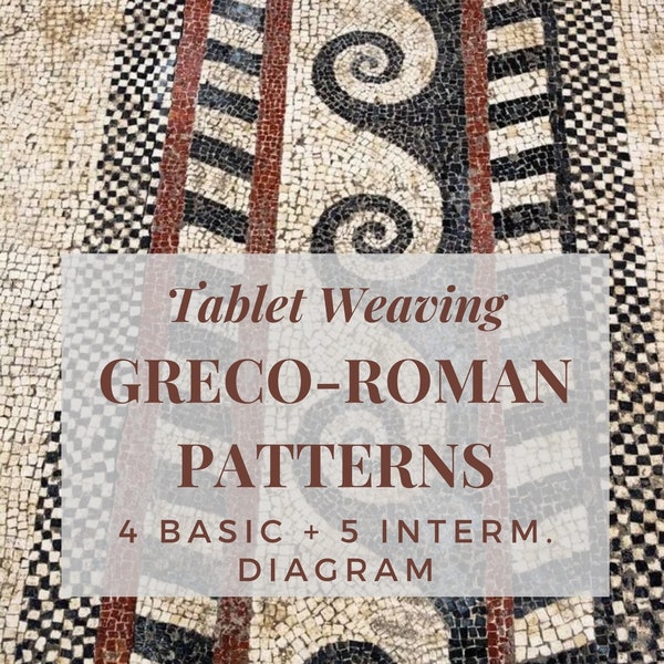 Patrones de tejido de tablillas de estilo grecorromano, tabla básica e intermedia para crear cinturones coloridos y borduras de vestir para recreadores.