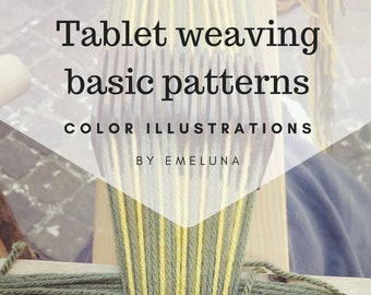 Tablet weaving patterns, basic chart to create colorful belts and decorative hem for medieval dresses, immediate download pdf patterns