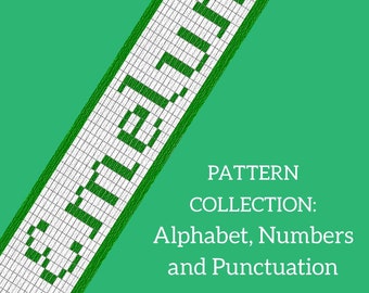 Alphabet double face tablet weaving patterns, uppercase and lowercase, numbers and punctuation, learn intermediate weaving, weaving diagram