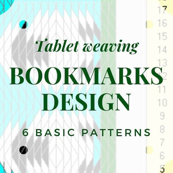 Tablet weaving bookmark patterns, basic chart to create colorful bookmarks, immediate download pdf patterns