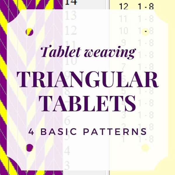 Triangular tablet weaving patterns, pdf file for beginners with colorful illustrations, gift idea for weavers