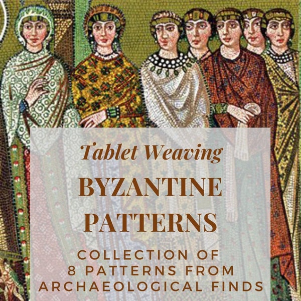 Byzantine era tablet weaving patterns inspired from Egypt archeological finds, basic and intermediate chart to create colorful belts