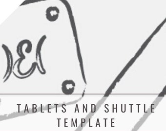 printable tablets and shuttle template for weaving, diy tablet weaving tools pattern, viking and medieval reenactment