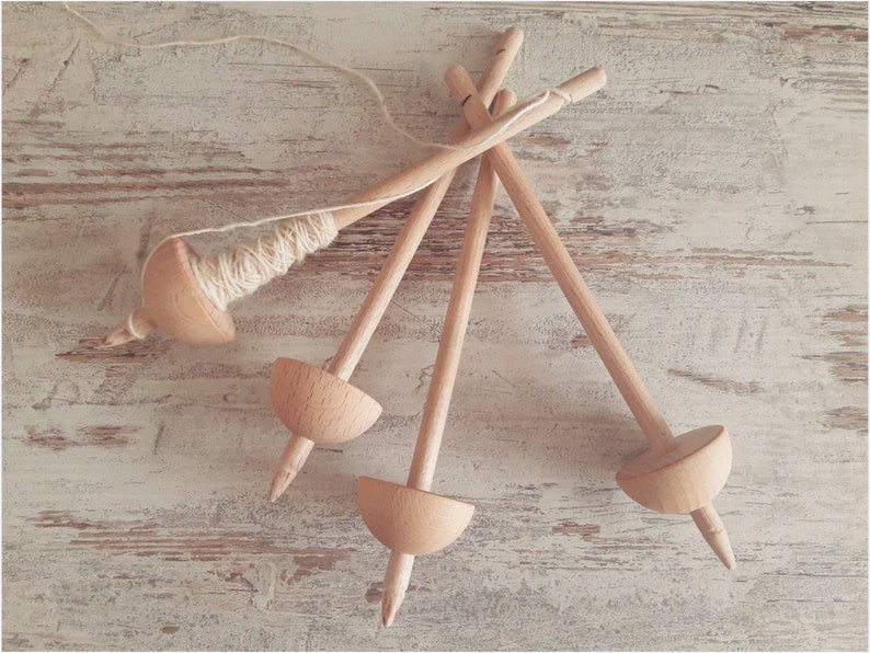 Fuso per filare la lana in legno di faggio trottola da Etsy