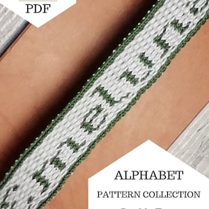 Alphabet double face tablet weaving patterns, uppercase and lowercase, numbers and punctuation, learn intermediate weaving, weaving diagram image 6