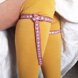 Hand-woven medieval garters, pair of calf straps for medieval ladies and knights clothes accessories, unisex straps