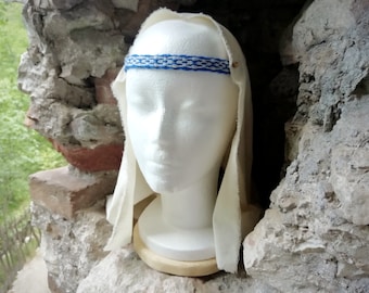 Handmade Medieval Veil Fillet, Cotton Headband, Reenactment Hair Accessory