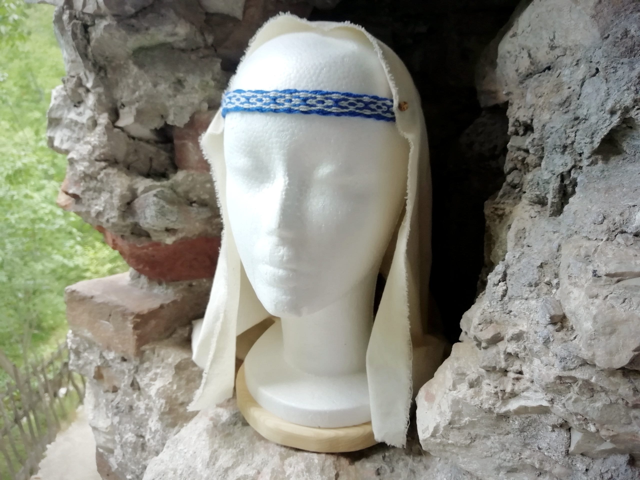 Handmade Medieval Veil Fillet, Cotton Headband, Reenactment Hair Accessory
