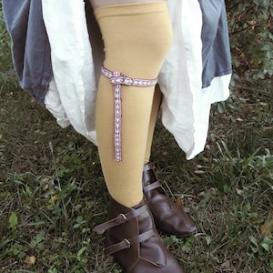 Pair of calf straps, tablet weaving medieval garters, middle-aged ladies and knights clothing accessories