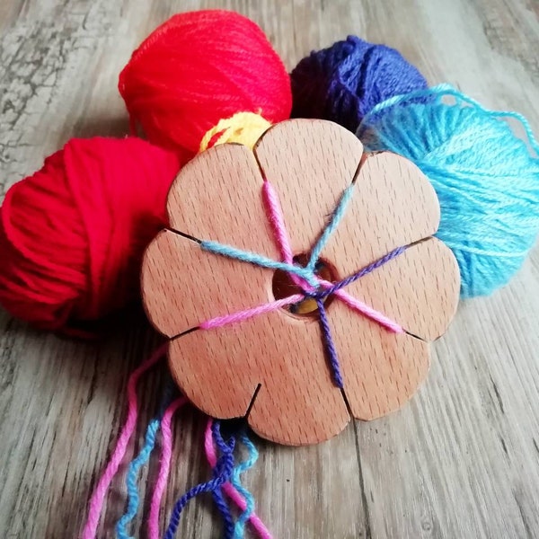 Disque de tissage pour enfants, fleur de kumihimo en bois, art du tissage historique, kit de fabrication de bracelets d'amitié