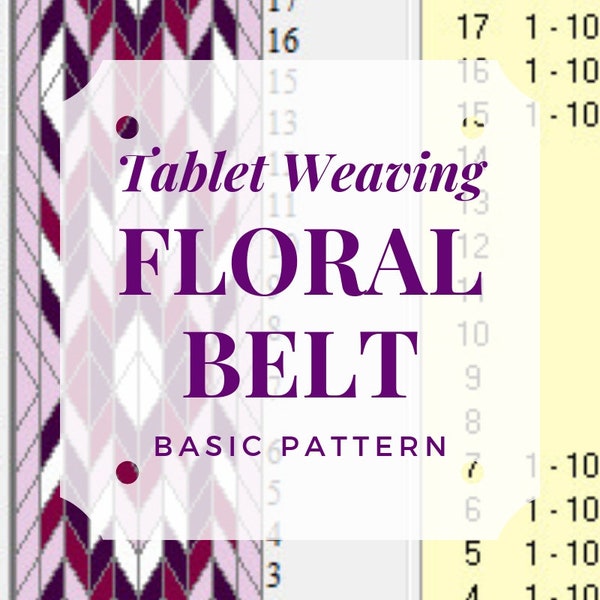 Tablet weaving pattern floral belt, card weaving tutorial for beginners, medieval weaving