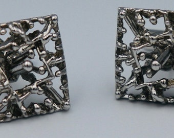 Brutalist Silver Tone Cufflinks